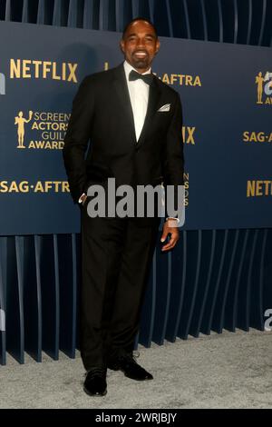 LOS ANGELES - 25. Februar 2024: Jason George bei den 30th Screen Actors Guild Awards im Shrine Auditorium in Los Angeles, KALIFORNIEN Stockfoto