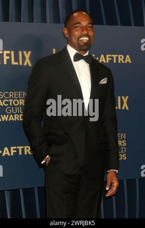 LOS ANGELES - 25. Februar 2024: Jason George bei den 30th Screen Actors Guild Awards im Shrine Auditorium in Los Angeles, KALIFORNIEN Stockfoto