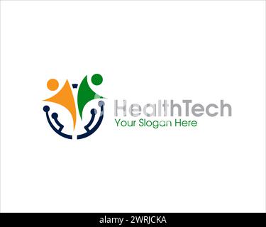 Health Tech Logo Designs für medizinischen Service und Klinik Stock Vektor