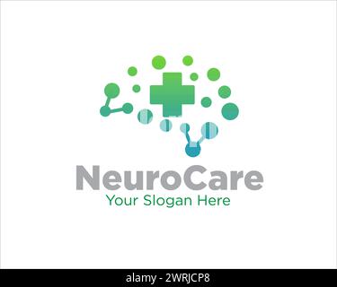 Neuron Care Logo Designs für medizinische und klinische Dienste oder Krankenhaus Logo Stock Vektor