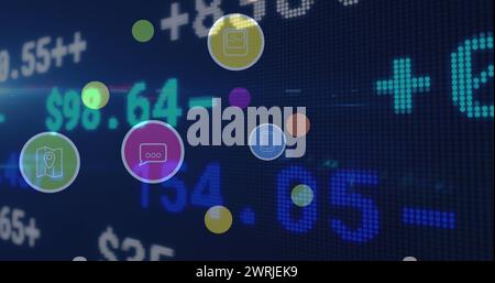 Bild von digitalen Symbolen und Verarbeitung von Finanzdaten Stockfoto