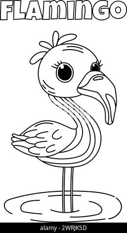 Flamingo Malbuch Seite für Vorschulkinder ist Eine unterhaltsame Aktivität Stock Vektor
