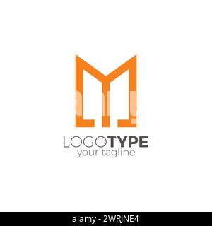 M Logo einfach mit orangefarbener Farbe. Symbol für Buchstabe M Stock Vektor