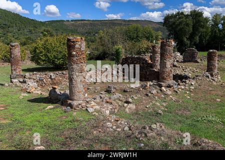 Ein malerischer Blick auf die römischen Ruinen von Ammaia, Portugal Stockfoto