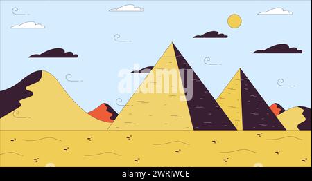 Ägypten Pyramiden Zeichentrickfilm flache Illustration Stock Vektor