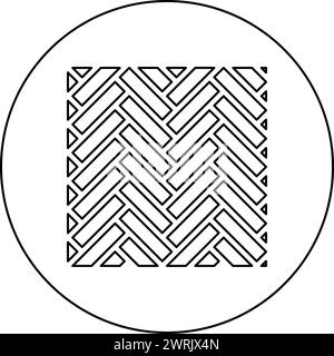 Parkett Parkett Parkett Holzboden Holz Innenraum Natur Material Icon im Kreis rund schwarz Farbe Vektor Illustration Bild Umriss Kontur Linie dünn Stock Vektor