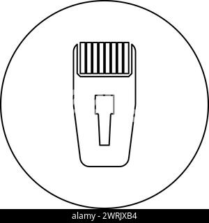 Steckverbinder RJ-45 Steckverbinder ethernet rj45 Internet-Symbol im Kreis rund schwarz Vektor Abbildung Umriss Kontur Linie dünn Stil einfach Stock Vektor