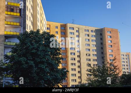 Wohnblock namens Wielka Plyta - Panelak in Goclaw, Unterbezirk von Praga-Poludnie, Warschau Stadt, Polen Stockfoto