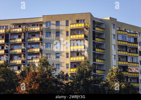 Wohnblock namens Wielka Plyta - Panelak in Goclaw, Unterbezirk von Praga-Poludnie, Warschau Stadt, Polen Stockfoto