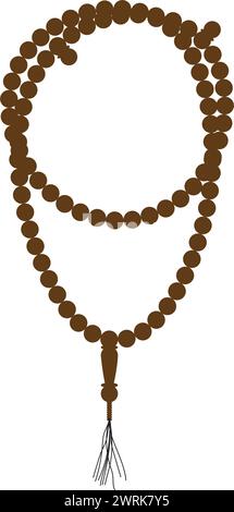 Eine braune Schnur mit Perlen drauf. Die Perlen befinden sich in einer Linie und die Schnur ist an einen Knoten gebunden Stock Vektor
