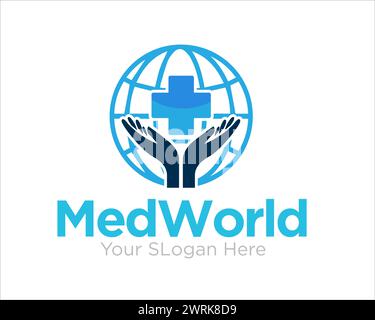 Medical World Association Logo Designs für Gesundheit und Krankenhausdienst Stock Vektor