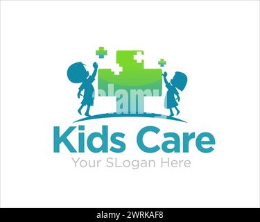 Kinder Health Care Logo Designs für Klinik oder medizinischen Service Stock Vektor