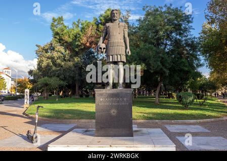 Statue des Königs Philipp II. Von Makedonien, in Thessaloniki Stadt, Griechenland Stockfoto