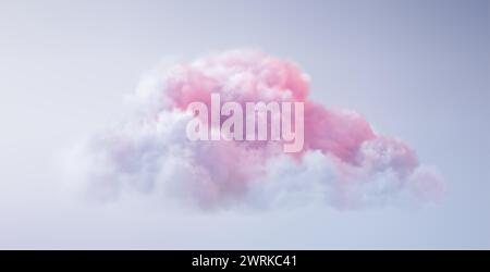 Realistische Fantasy-Illustration rosa Wolke auf weichem Hintergrund, Pastellfarben. Fängt ein märchenhaftes Paradies bei Sonnenuntergang ein. Schön und vielseitig Stock Vektor