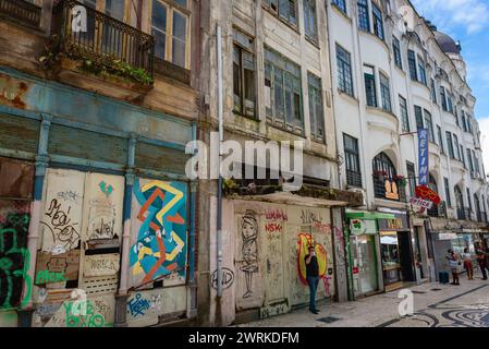 Alte Bürgerhäuser in der Stadt Porto, Portugal Stockfoto