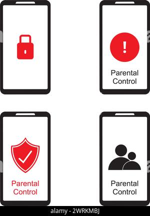 Banner für die Kindersicherung auf dem Bildschirm des Smartphones auf weißem Hintergrund Stock Vektor