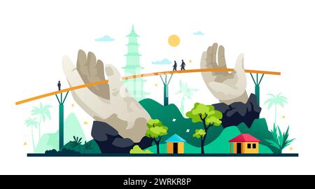 BA Na Hills - Moderne farbige Vektor-Illustration Stock Vektor