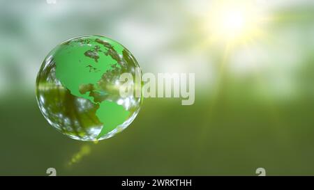 Spinning Water Globe, Earth Day Serenity Stockfoto