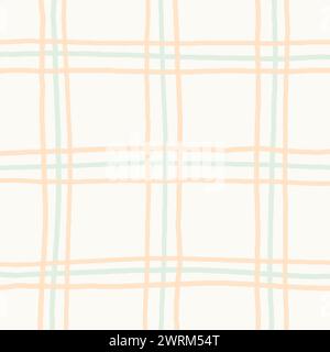 Zartes Cottagecore niedliches Karomuster Vektormuster. Homestead-Druck mit dünnen Linien. Bauernhaus-Hintergrund mit Chintz-Gartendruck Stock Vektor