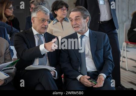 Mailand, Italien. März 2024. (Da Sinistra) Claudio Sgaraglia, Attilio FontanaMilano, Italia - Cronaca Martedì, Marzo 12, 2024. (Foto di Marco Ottico/Lapresse) Konferenz über die Zusammenarbeit bei der Verwertung von konfiszierten Vermögenswerten Mailand, Italien - Nachrichten Dienstag, 12. März 2024. (Foto: Marco Ottico/Lapresse) Credit: LaPresse/Alamy Live News Stockfoto