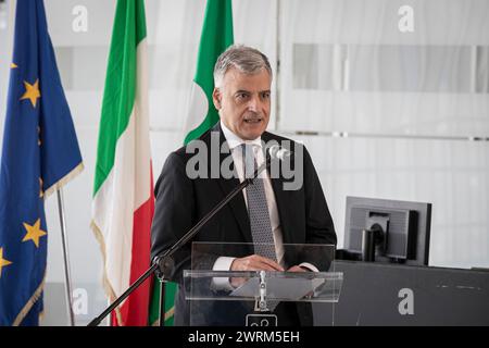 Mailand, Italien. März 2024. Claudio Sgaraglia Prefetto di MilanoMilano, Italia - Cronaca Martedì, 12. März 2024. (Foto di Marco Ottico/Lapresse) Konferenz über die Zusammenarbeit bei der Verwertung von konfiszierten Vermögenswerten Mailand, Italien - Nachrichten Dienstag, 12. März 2024. (Foto: Marco Ottico/Lapresse) Credit: LaPresse/Alamy Live News Stockfoto