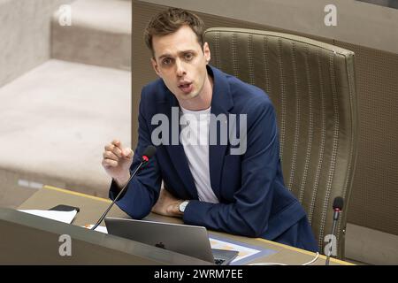 Brüssel, Belgien März 2024. Jos D'Haese VON PVDA, Bild auf einer Plenartagung des flämischen Parlaments am Mittwoch, den 13. März 2024 in Brüssel. BELGA FOTO JAMES ARTHUR GEKIERE Credit: Belga News Agency/Alamy Live News Stockfoto