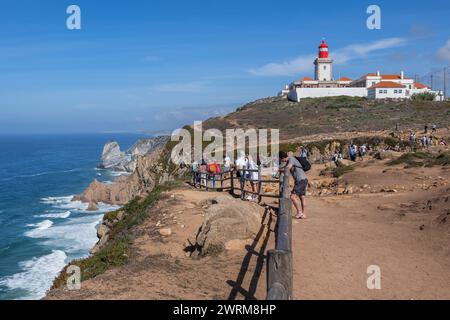 Cabo da Roca Küste am Atlantik in Colares, Portugal, dem westlichsten Punkt des europäischen Festlandes. Stockfoto