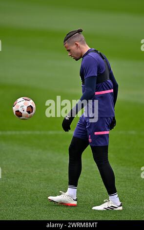 Romford, Großbritannien. März 2024. Kalvin Phillips (West Ham) während der West Ham Open Training Session auf dem West Ham Trainingsplatz in Romford. Quelle: MARTIN DALTON/Alamy Live News Stockfoto