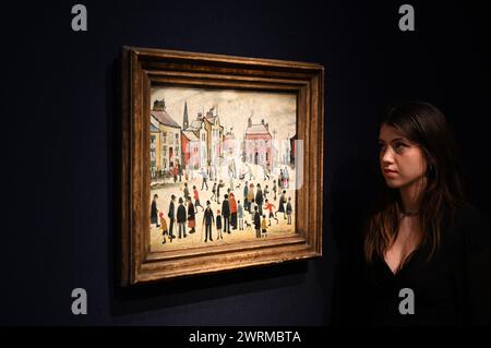 Christie’s Modern British and Irish Art Evening Sale in diesem Frühjahr folgt dem Erfolg des 20./21. Jahrhunderts: London Evening Sale und The Art of the Surreal Evening Sale und ist ein wichtiger Bestandteil der Saison März 20/21. L.S. Lowrys Sonntagnachmittag kehrt zum ersten Mal seit 57 Jahren wieder in die Öffentlichkeit zurück und wird neben einer außergewöhnlichen Gruppe von Skulpturen von Barbara Hepworth, Henry More und Lynn Chadwick präsentiert.in London vom 13. Bis 20. März 2024 findet der Abendverkauf am 20. März im Christie's statt London . Stockfoto