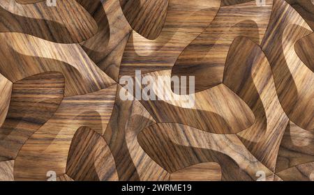 3D-Massivholzplatten aus Eiche und Material Holz Nussbaum mit hochwertiger, nahtloser, realistischer Textur Stockfoto