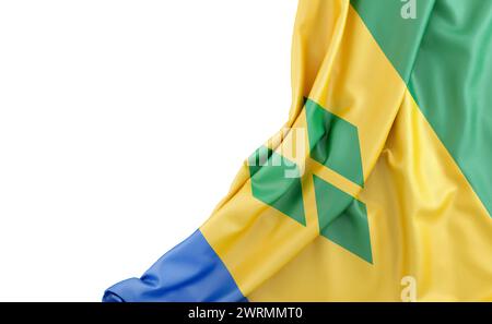 Flagge von St. Vincent und den Grenadinen mit leerem Platz auf der linken Seite. Isoliert. 3D-Rendering Stockfoto