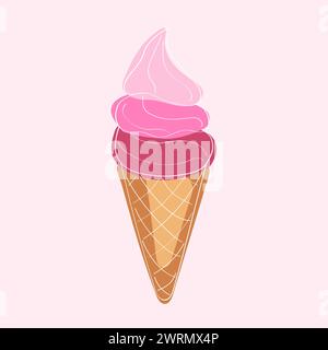 Ein Eisbecher mit rosa und violetten Toppen verleiht dem köstlichen Leckerbissen einen Farbtupfer Stock Vektor