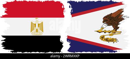 Amerikanisch-Samoa und Ägypten Grunge Flaggen Verbindung, Vektor Stock Vektor