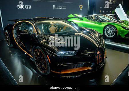 Toronto, ON, Kanada - 16. Februar 2024: Bugatti Chiron wird im Metro Toronto Convention Centre vorgestellt Stockfoto