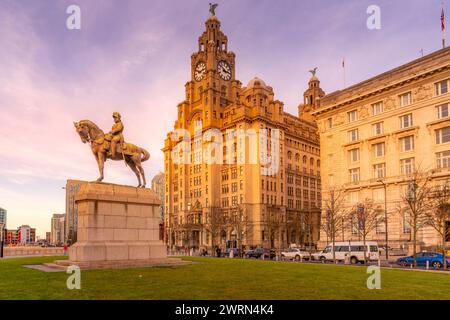 Blick auf das Royal Liver Building, Liverpool City Centre, Liverpool, Merseyside, England, Vereinigtes Königreich, Europa Copyright: FrankxFell 844-32435 Stockfoto