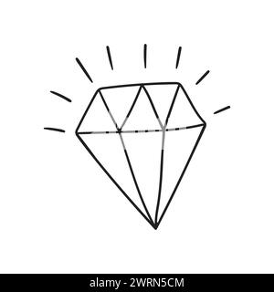 Handgezeichneter Diamant. Illustration Der Kritzelvektorskizze Stock Vektor