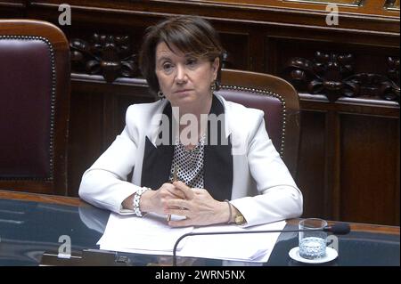 Italien, Rom, 13. März 2024: Eugenia Maria Roccella, Ministerin für Familie, Geburt und Chancengleichheit, nimmt an der Abgeordnetenkammer zur Fragestunde Teil Foto © Stefano Carofei/Sintesi/Alamy Live News Stockfoto