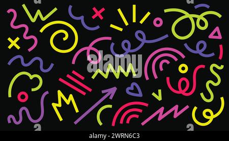 Set aus modernen Doodle-Formen. Einfache und helle Formen für Kinderpartys und Geburtstage. Memphis Design Stock Vektor