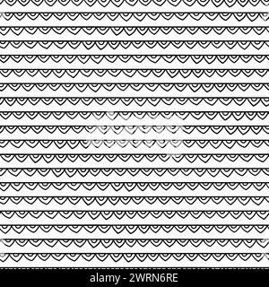 Elegante Schwarzweiß-Kritzeleien. Nahtloses Doodle-Muster. Handgezeichnetes schwarz-weißes Ornament im afrikanischen Stil. Stock Vektor