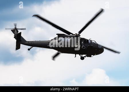 SLIAC/SLOWAKEI - August 3, 2019: Slowakische Luftwaffe Sikorsky UH-60M Black Hawk Hubschrauber 7641 Anzeige an Siaf slowakischen International Air Fest Stockfoto