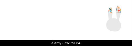 Osterkarte mit Häschen. Satz abstrakter Kaninchen. Postkarte Happy Easter. Handzeichnung. Nicht AI. Vektorabbildung Stock Vektor