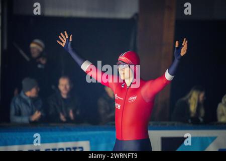 Leeuwarden, Niederlande. März 2024. LEEUWARDEN, NIEDERLANDE - 13. MÄRZ: Bjorn Magnussen während des Zilveren Bal in Elfstedenhal am 13. März 2024 in Leeuwarden, Niederlande. (Foto von Douwe Bijlsma/Orange Pictures) Credit: Orange Pics BV/Alamy Live News Stockfoto