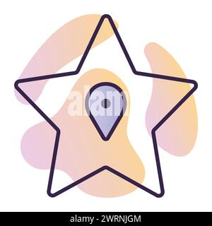 Beste Lieferfirma, Ziel und Stern, Belohnungspiktogramm, dunkelblaues Linienvektorsymbol auf Verlaufshintergrund Stock Vektor