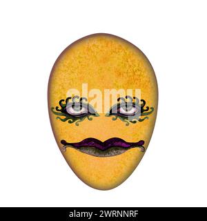 Aquarell Ostern abstrakt buntes surreales Ei mit charakteristischem Gesicht für Ostereierjagd Clipart, Karten, Einladungen, Aufkleber, Scrapbooking, bord Stockfoto