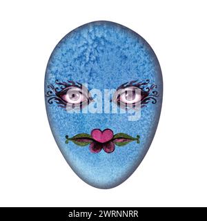 Aquarell Ostern abstrakt buntes surreales Ei mit charakteristischem Gesicht für Ostereierjagd Clipart, Karten, Einladungen, Aufkleber, Scrapbooking, bord Stockfoto
