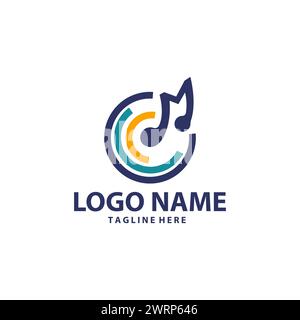Logo mit Letter M Vinyl-Musikvorlage Stock Vektor