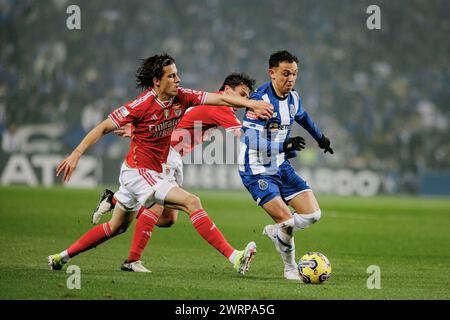 Porto, Portugal - 03 03 2024: Alvaro Carreras, Pepe während des Liga Portugal Spiels zwischen dem FC Porto und SL Benfica im Estadio do Dragao, Porto, Portugal. Stockfoto