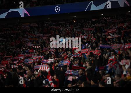 Madrid, Spanien, 13.03.2024, Club Atletico de Madrid Fans beim Spiel der UEFA Champions League zwischen Inter FC Internazionale und Club Atletico de Madrid am 13. März 2024 im Stadion Cívitas Metropolitano in Madrid Credit: Tiziano Ballabio Stockfoto