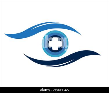 Augenärztliche Versorgung für Gesundheitsdienst und Klinik-Logo Stock Vektor