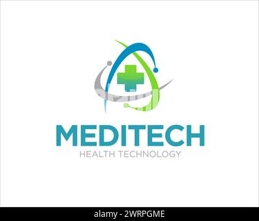 Medical Tech Logo Designs für medizinische Forschung und Gesundheitswesen Stock Vektor